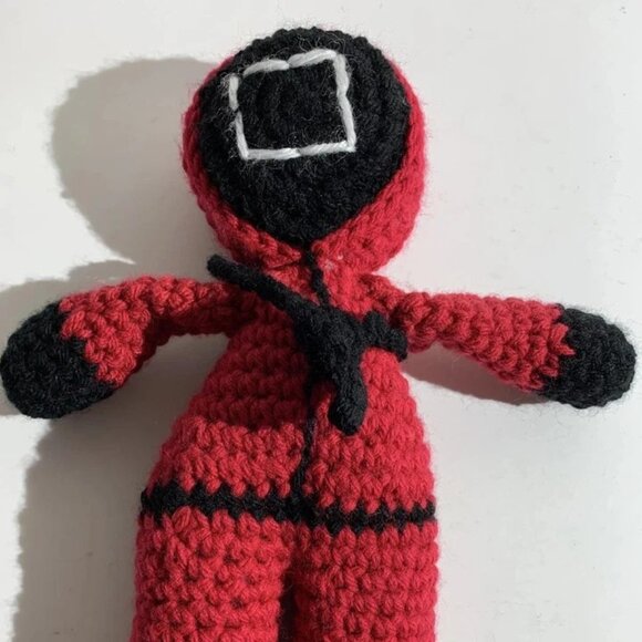 Squid Games Lot of 3 Red Soldiers Knitted Hand Made Crochet 10.25 inch - Picture 5 of 5